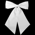 Elegante lazo grande de novia blanco en satén con cintas largas sobre fondo negro puro - Estilo de Cola Extra Larga (WS-J269WHITE)
