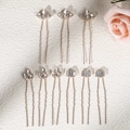 9-piece gold rhinestone hairpin set with petal and rectangular crystal designs - Gold Mixed Cluster and Rectangular Crystal Style (HS-J4725)