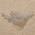 Elegant bridal hair comb with shimmering silver crystals and leaf design - Diffused Branch Layered Style (HS-J6487)