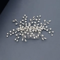 Silver bridal hair comb with pearls and rhinestones in a floral leaf design - Lush Branch Twist Style (HS-J6162)