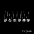 6-piece silver bridal hair pins set with sparkling rhinestone flower design for weddings - Silver Seven-Crystal Six-Petal Flower Style (HS-J6014)