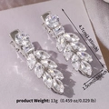 Detail showing bridal hair clips dimensions of 4.7cm with marquise cut zirconia stones - Silver Style (HS-J7428S)