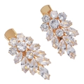 Elegant gold bridal hair pins with marquise and round zircon clusters for weddings - Gold Style (HS-J7427G)