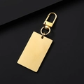 Portachiavi rettangolare in acciaio inossidabile dorato con finitura opaca e moschettone - 45x27mm Rettangolo + 34mm Chiusura (Oro)
