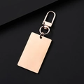 Portachiavi rettangolare in acciaio inossidabile oro rosa con chiusura a moschettone e targhetta - 45x27mm Rettangolo + 34mm Chiusura (Oro Rosa)