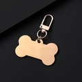 Polished rose gold bone-shaped pet tag and metal keychain with lobster clasp - 50x28mm+34mm Clasp / Rose Gold