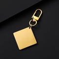 Polished gold square stainless steel keychain with lobster clasp on dark background - 30mm Square Tag + 34mm Clasp / Gold