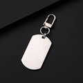 Détail d'un porte-clés rectangulaire en acier inoxydable brossé avec fermoir homard - 36*22mm Plaque Argenté Lot / Argent