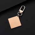 Mirror-finish rose gold square pendant keychain with lobster clasp on black background - 30mm Square Tag + 34mm Clasp / Rose Gold