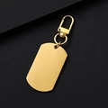 Porte-clés plaque militaire dorée en acier inoxydable avec mousqueton sur fond sombre - 36*22mm Plaque Or Lot / Or