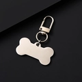 Polished silver metal bone shaped pet ID tag with durable lobster clasp attachment - Bone Shape Clip