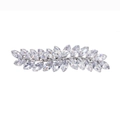 Elegant silver leaf hair clip with marquise-cut zircons and shiny metallic base - Silver