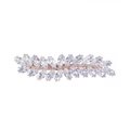 Elegant rose gold leaf hair clip with marquise-cut crystals and a shimmering finish - Rose Gold