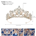 Goldene Brautkrone mit blauen Edelsteinen und klaren Kristallen, 13,5 cm für Hochzeiten - Roségold (TS-J3110RG)