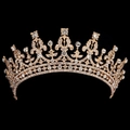 Golden baroque crown with sparkling crystals and rhinestones for pageant and party - Gold European Five-Pointed Style (TS-J2996G)