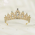 Elegant gold baroque tiara with sparkling crystal rhinestones for bridal party - Gold Baroque Pear Clear Main Stone (TS-J2720GCLEAR)