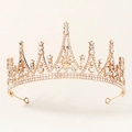 Elegant gold baroque crown with sparkling crystals and rhinestones for bridal parties - Gold Rhinestone Crown (TS-J2759G)