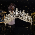 Luxury gold baroque tiara with sparkling rhinestones for princess birthday party - Gold Luxury Vintage Palace Style (TS-J2482GOLD)