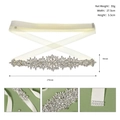 Detail van bruidsriem met marquise strassteentjes en ivoren lint, 27,5cm bloemmotief - Zilveren Stijl (WS-J205S)