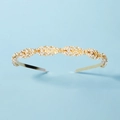 Elegant gold bridal headband with wavy alloy texture and sparkling rhinestones - Gold