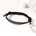 Verstellbares schwarzes Flechtarmband mit gebogener Metallplatte und minimalistischem Stil - 6mm Gebogene Platte / Schwarzes Seil/Schwarze Platte