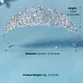 Silver crystal bridal tiara with 3.5cm height and 14.5cm diameter dimensions - Silver (TS-J3190S)