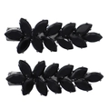 Paar elegante schwarze Kristall-Haarspangen in Ährenform mit silberner Metallbasis - Schwarz