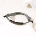 Verstellbares graues geflochtenes Armband mit schwarzer Metallplatte und Edelstahl-Finish - 6mm Gebogene Platte / Graues Seil/Schwarze Platte