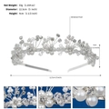 Silver beaded floral headband with white pearls and crystals, 12.5cm diameter for girls - Woven Crown Pearl Style (TS-J2992)