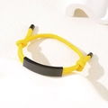 Adjustable yellow braided rope bracelet with matte black engravable metal bar - Yellow Rope / Black Metal Plate