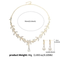 Goldenes Brautschmuck-Set mit funkelnden Kristallen, Halskette und Tropfenohrringe - Halskette + Ohrringe Set (NS-J6482G) / Gold