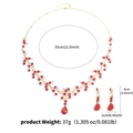 Luxus Brautschmuck Set mit goldener Basis und roten Tropfenkristallen für Hochzeitskleider - Halskette + Ohrringe Set (NS-J6482GRED)