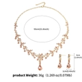 Brautschmuckset in Champagner mit Strasssteinen und eleganten Tropfenanhängern - Halskette + Ohrringe Set (NS-J6482GXB)