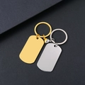 Polished stainless steel magnet couple keychains with rectangular dog tags and heart link - Gold And Silver