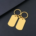 Customizable pair of gold stainless steel rectangular keychain charms for couples - Gold Pair