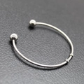 Silver stainless steel open round ring with decorative beads on a textured background - Open Bangle Only (Without Pendant)