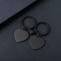 Minimalist magnetic heart stainless steel keychain set for couples with black matte finish - Heart Black Pair