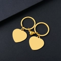 Polished gold stainless steel heart shaped magnetic keychains for couples gift - Heart Gold Pair