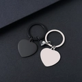 Magnetic heart couple keychain set in matte black and silver polished stainless steel - Heart Silver And Black Pair