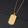 Gouden roestvrijstalen dog tag ketting met een box ketting op zwarte getextureerde achtergrond - 49*28mm Hanger + 2.5mm*60cm Bolletjesketting / Goud