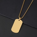 Detailed macro view of a blank gold polished dog tag pendant with a box chain - 50x28mm (06-03) / Gold