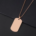 Rose gold stainless steel dog tag pendant necklace with square box chain on black texture - 50x28mm (06-03) / Rose Gold