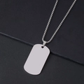 Polished stainless steel dog tag necklace with box chain on a minimalist dark background - 50x28mm (06-03) / Silver