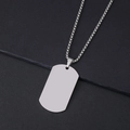 Gepolijste zilveren roestvrijstalen rechthoekige dog tag hanger met stevige box ketting - 49*28mm Hanger + 2.5mm*60cm Bolletjesketting / Zilver