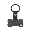 Black bone shaped metal pet ID tag with hollow paw print and leather keychain strap - Black Paw Cutout Bone Style / Black Leather 50x27.6mm Bone (Paw Cutout) Keychain