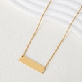 Minimalist gold rectangle bar pendant necklace with slim chain on white sand texture - 45+5cm / Gold