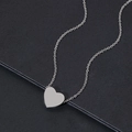 Polierte silberne Herz-Halskette aus Edelstahl mit minimalistischer O-Kette Design - Silber