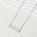 Minimalist silver rectangle bar pendant necklace with sleek brushed metal finish - 50+5cm / Silver