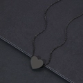 Minimalistische mattschwarze Herz-Halskette an einer Edelstahl-Gliederkette für Damen - Schwarz