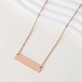 Polished rose gold rectangular pendant necklace with a delicate O-shaped link chain - 45+5cm / Rose Gold